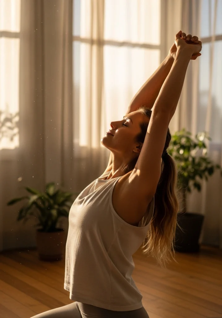 Дівчина займається легкою фізичною активністю для підтримки здорового менструального циклу