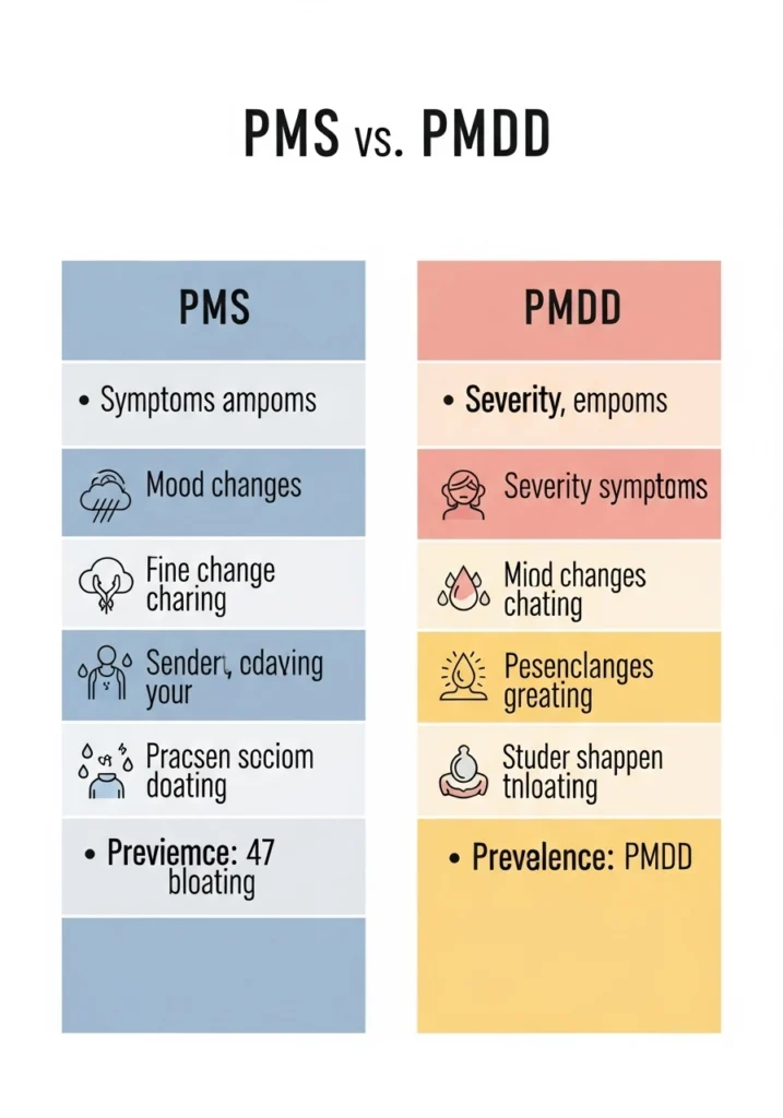 Інфографіка різниці між ПМС та ПМД (ПМДР)