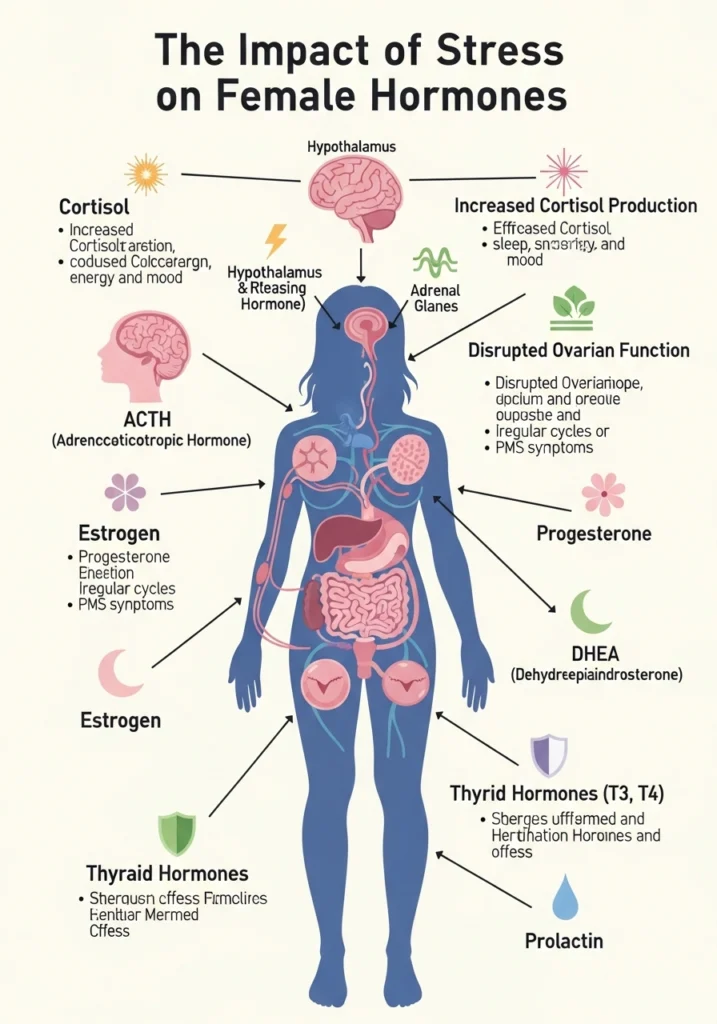 Ілюстрація того, як стрес впливає на жіночі гормони